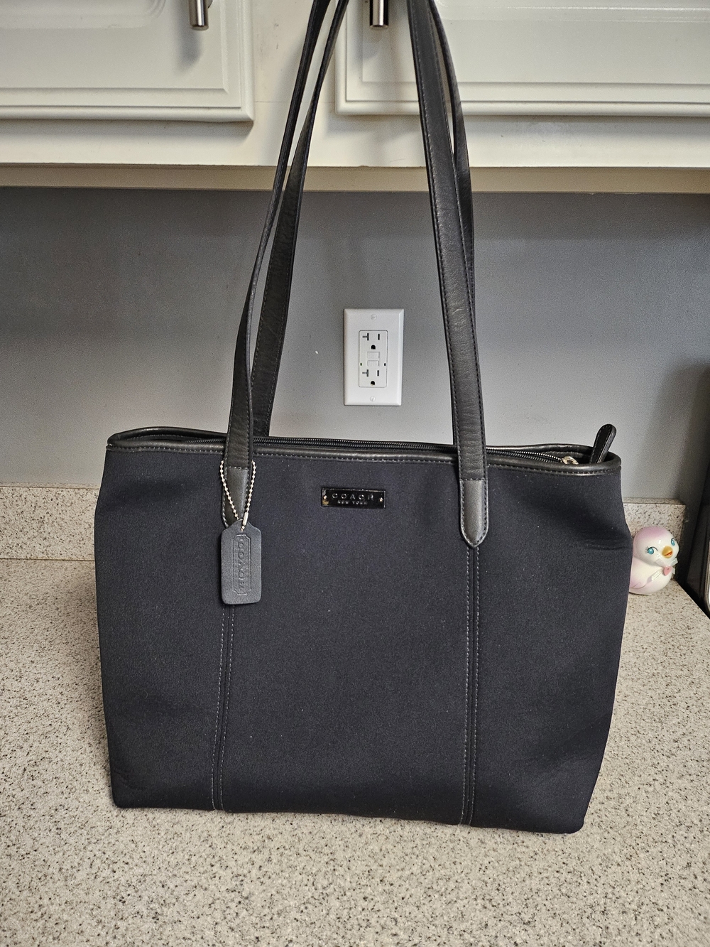 Coach Black Tote Bag with Leather Trim Vitage